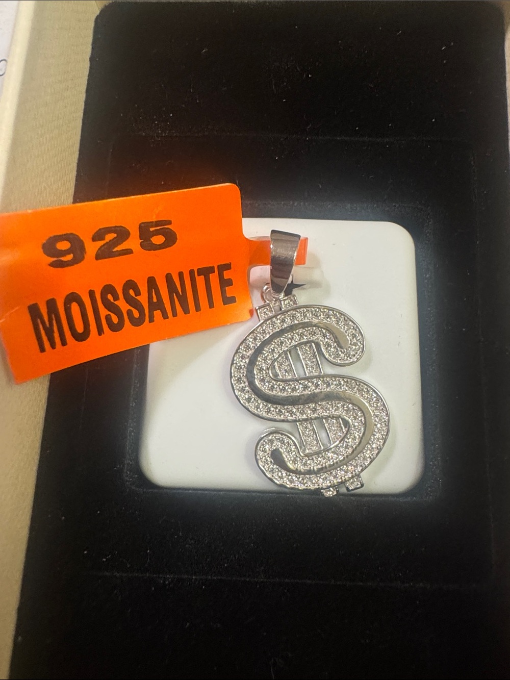 Sterling Silver & Moissanite Dollar Sign Pendant - 1.0 CTW